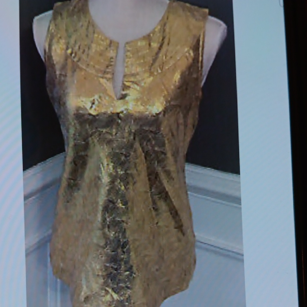 Tory Burch Metallic Gold Top - Picture 3 of 3